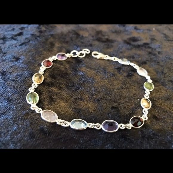 Bracelet Rainbow Semi Precious Gems 925 - Picture 3 of 6